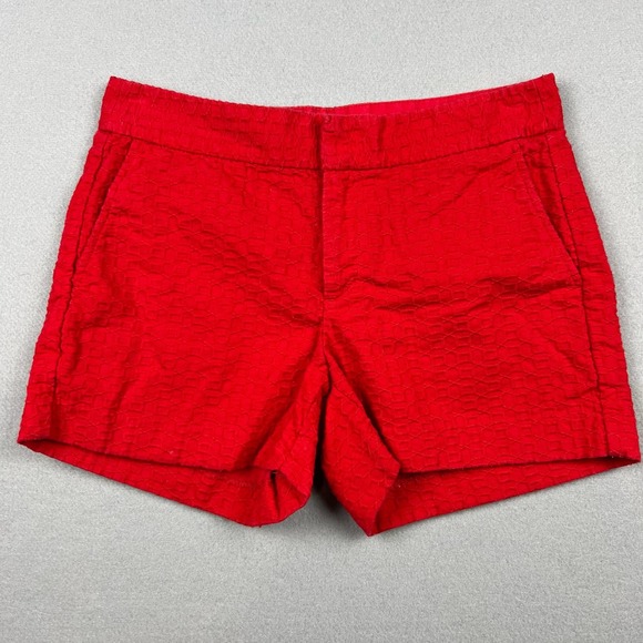 Banana Republic Pants - Banana Republic Women Size 2 Red Hampton Fit Shorts Textured Geometric Pattern